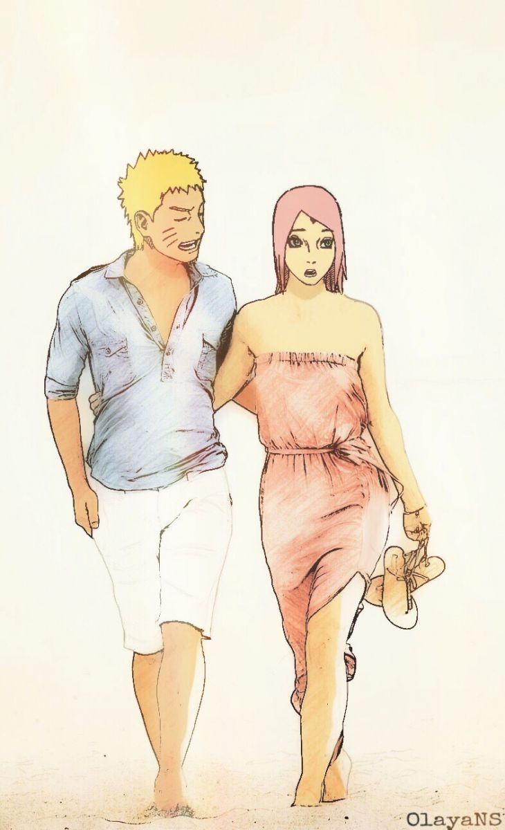 Mr Uzumaki & Mrs Uzumaki-Haruno on the beach