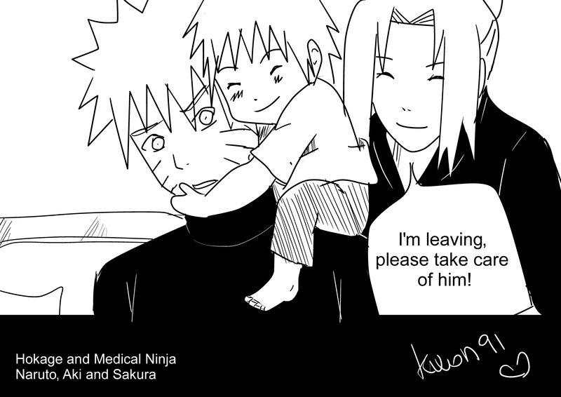 Naruto, Sakura and Aki (Son)
